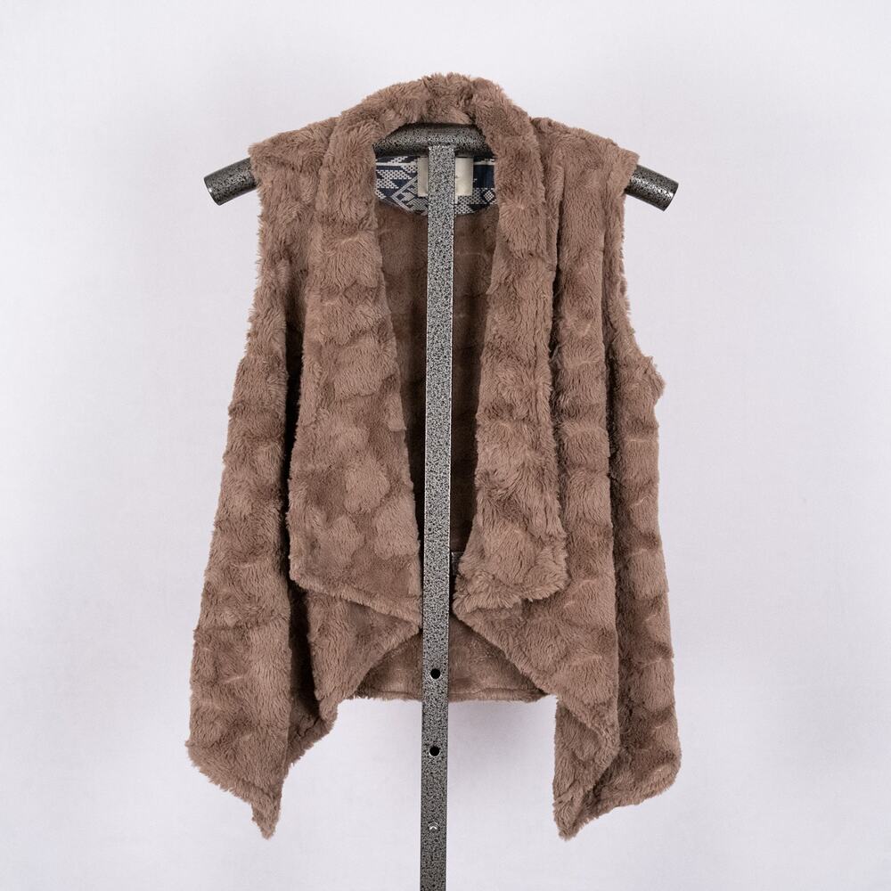 Elevenses Urban Outfitters Faux Fur Open Front Vest Brown Women's Size MEDIUM